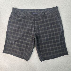 Patagonia Button Fly Shorts Mens 38x10 Black Cienega Plaid Nylon Blend Pockets